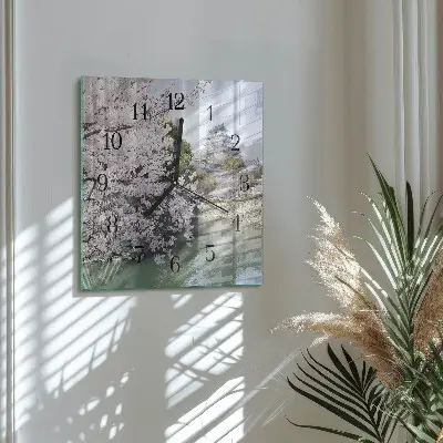 Decoratieve glazen klok vierkant Kersenbomen