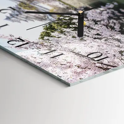 Decoratieve glazen klok vierkant Kersenbomen