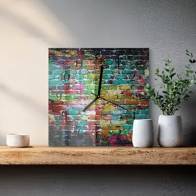 Vierkante glas klok Baksteen