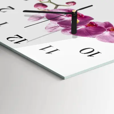 Moderne wandklok glas vierkant Orchidee
