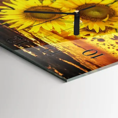 Decoratieve glazen klok vierkant Zonnebloemen