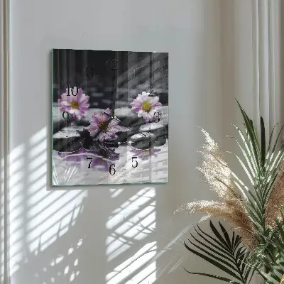 Moderne wandklok glas vierkant Bloemen
