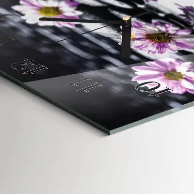 Moderne wandklok glas vierkant Bloemen