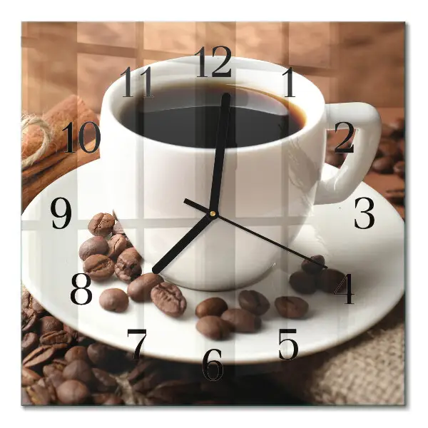 Vierkante glazen klok Koffie