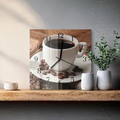 Vierkante glazen klok Koffie