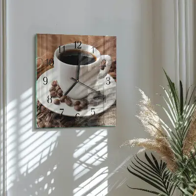 Vierkante glazen klok Koffie