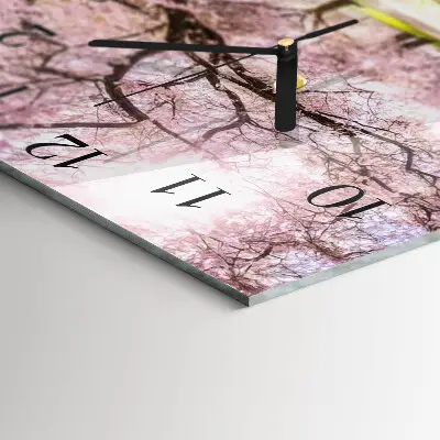 Moderne wandklok glas vierkant Kersenbomen
