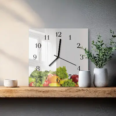 Vierkante glas klok Groenten
