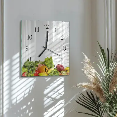 Vierkante glas klok Groenten