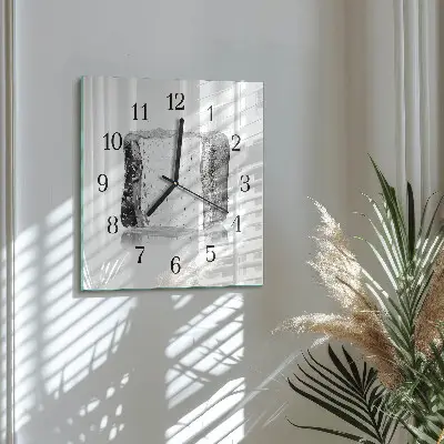 Vierkante glazen wandklok Ijs