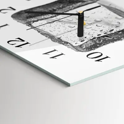 Vierkante glazen wandklok Ijs
