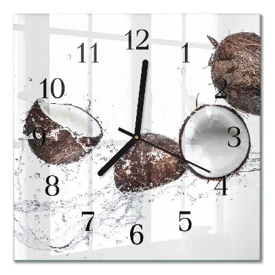 Moderne wandklok glas vierkant Kokosnoten