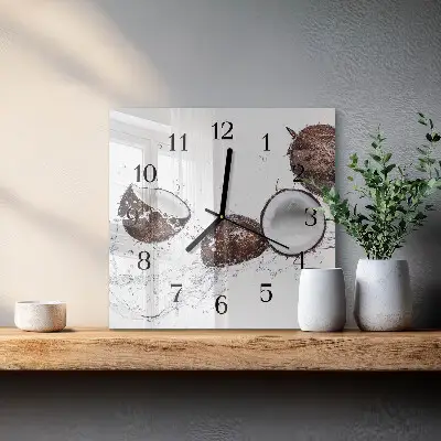 Moderne wandklok glas vierkant Kokosnoten