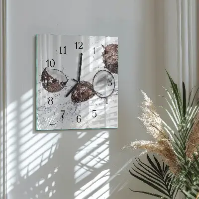 Moderne wandklok glas vierkant Kokosnoten