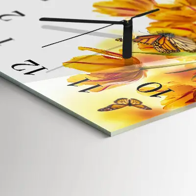 Vierkante glazen klok Tulpen