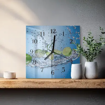Decoratieve glazen klok vierkant Limoenen