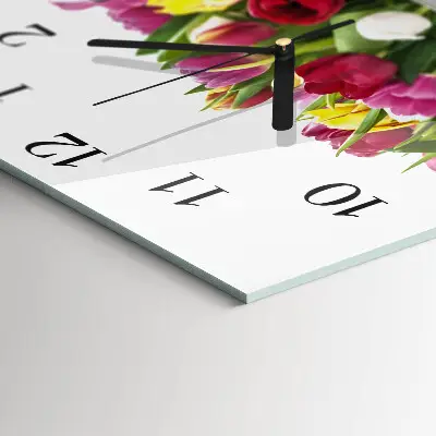 Vierkante glas klok Tulpen