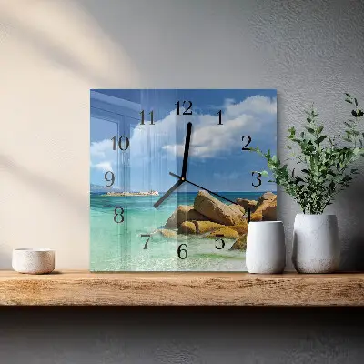Moderne wandklok glas vierkant Zee