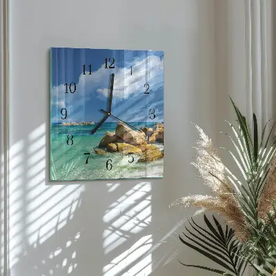 Moderne wandklok glas vierkant Zee