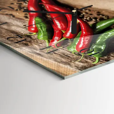 Decoratieve glazen klok vierkant Chilipepers