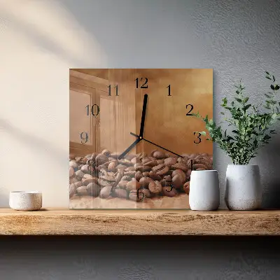 Vierkante glas klok Koffiebonen