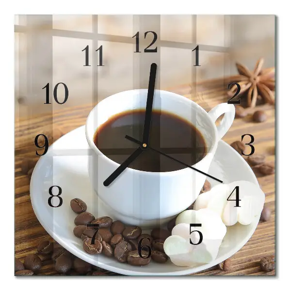 Vierkante glazen klok Koffie