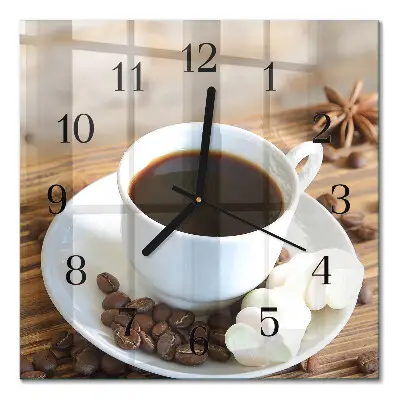Vierkante glazen klok Koffie