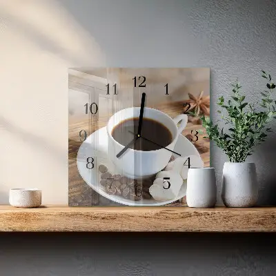 Vierkante glazen klok Koffie