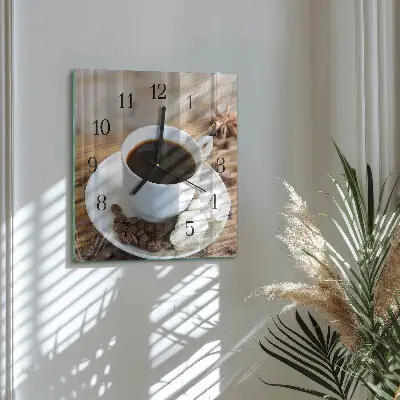Vierkante glazen klok Koffie