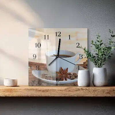 Decoratieve glazen klok vierkant Koffie