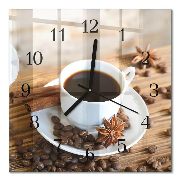Vierkante glas klok Koffie