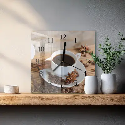 Vierkante glas klok Koffie