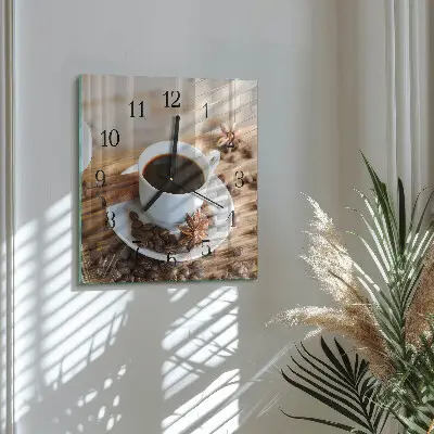 Vierkante glas klok Koffie