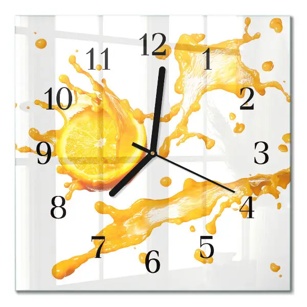 Moderne wandklok glas vierkant Sinaasappelsap