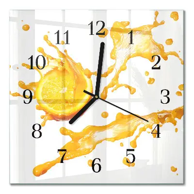 Moderne wandklok glas vierkant Sinaasappelsap