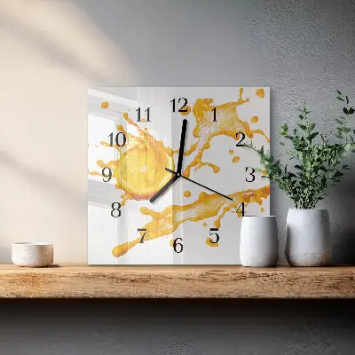 Moderne wandklok glas vierkant Sinaasappelsap