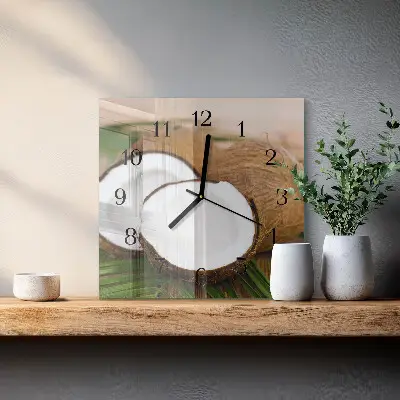 Decoratieve glazen klok vierkant Kokosnoten