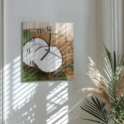 Decoratieve glazen klok vierkant Kokosnoten