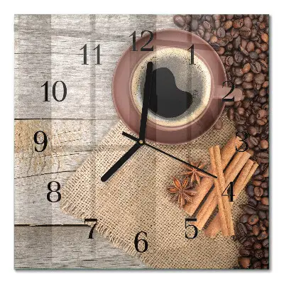 Decoratieve glazen klok vierkant Koffiebonen