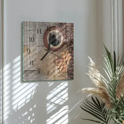 Decoratieve glazen klok vierkant Koffiebonen