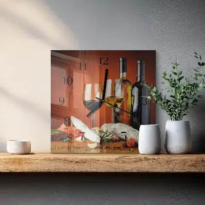 Vierkante glas klok Wijn