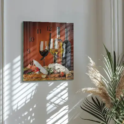 Vierkante glas klok Wijn