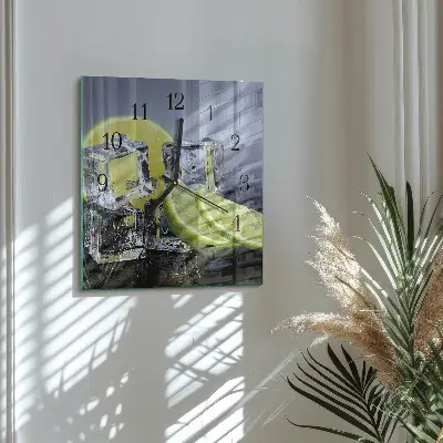 Vierkante glazen wandklok Citrusvruchten