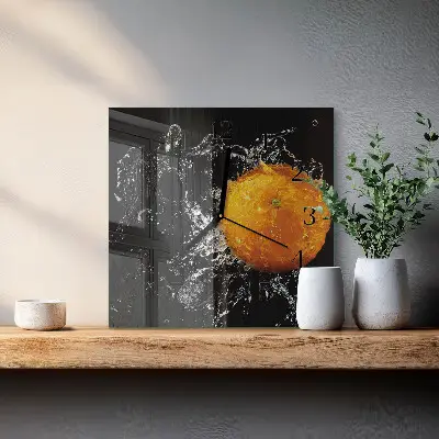 Vierkante glas klok Oranje