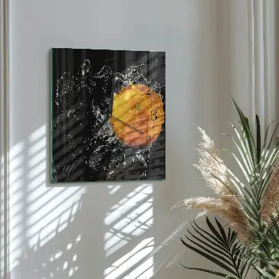 Vierkante glas klok Oranje