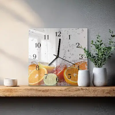 Decoratieve glazen klok vierkant Sinaasappels