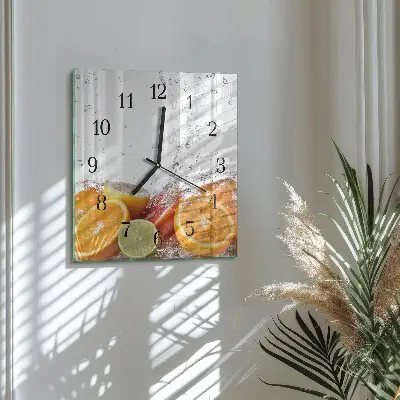 Decoratieve glazen klok vierkant Sinaasappels