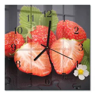 Vierkante glazen klok Aardbeien
