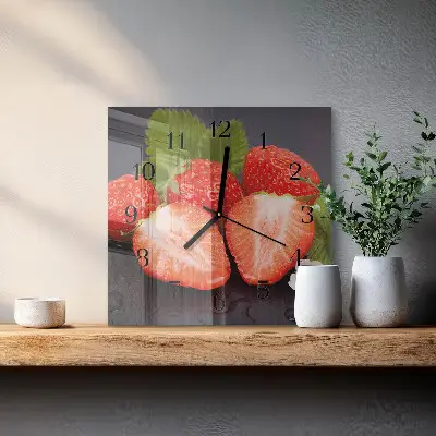 Vierkante glazen klok Aardbeien