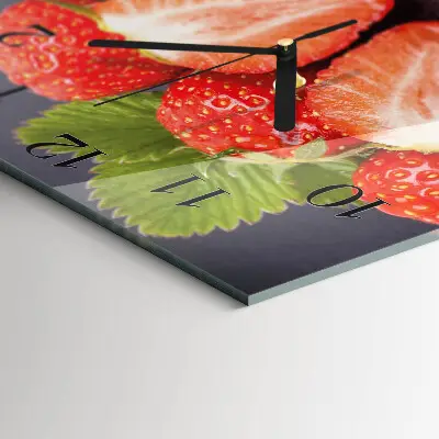 Vierkante glazen klok Aardbeien